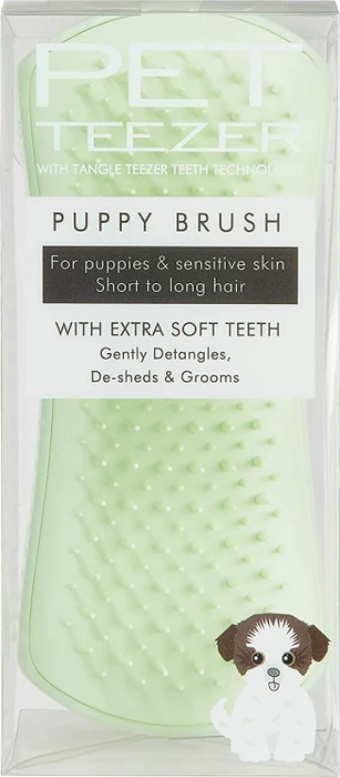 PET Teezer Extra Soft Puppy Brush, für Jungtiere und Tiere mit empfindlicher Haut, small, grün