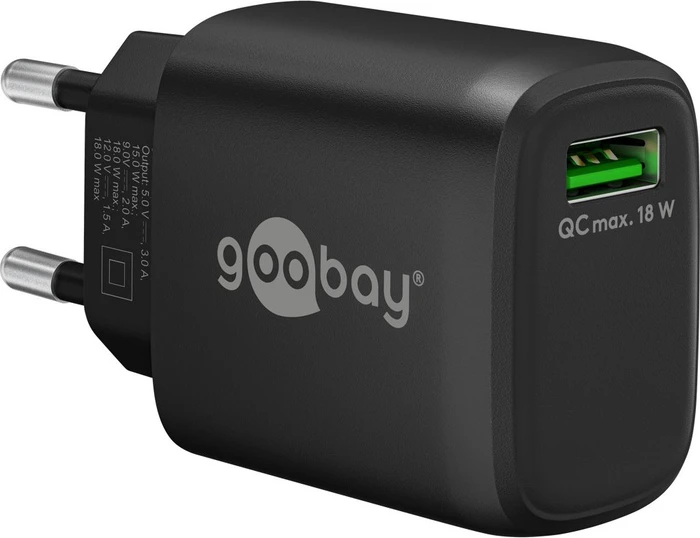 Wentronic Goobay USB-A QC Schnellladegerät 18W schwarz