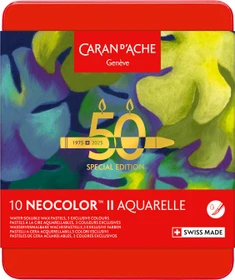 Caran d'Ache Neocolor II Aquarelle Wachskreide sortiert, 10 Farben, 10er-Set