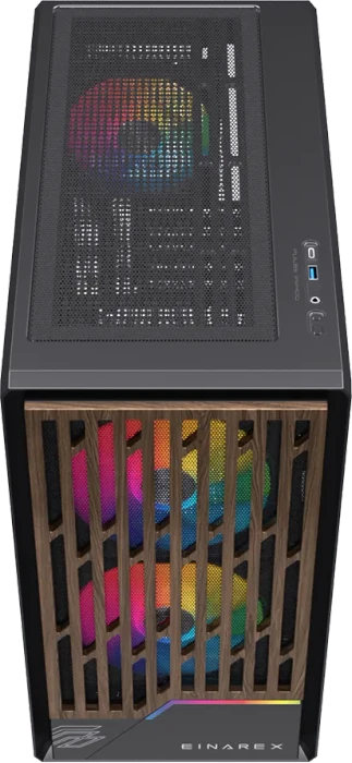 Einarex Pulse PM400 RGB Black, schwarz/braun, Glasfenster