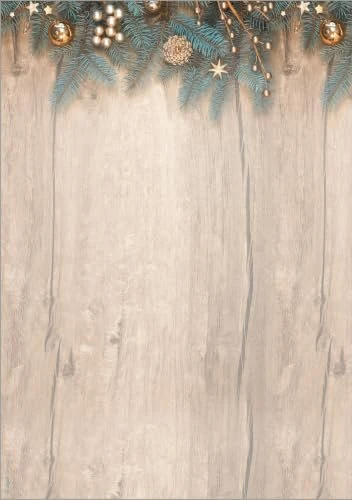 Sigel Weihnachtsmotiv Golden Greens Kunstdruckpapier beige, A4, 90g/m², 25 Blatt