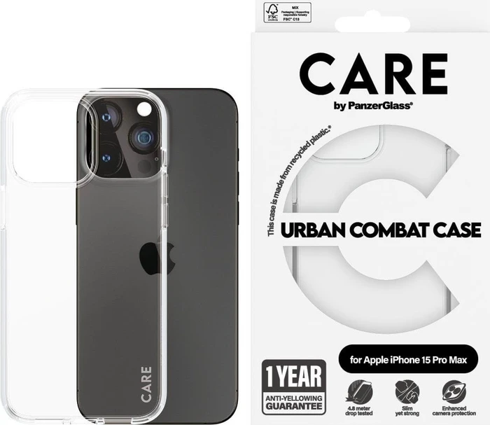 PanzerGlass Care Flagship Case Urban Combat für Apple iPhone 15 Pro Max transparent