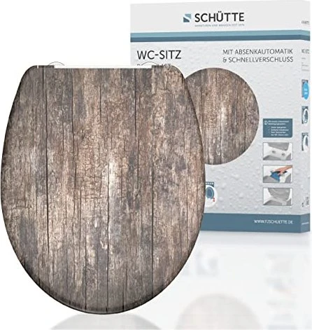 Schütte Duroplast WC-Sitz mit Absenkautomatik und Schnellverschluss old wood