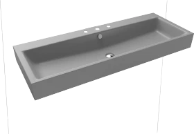 Kaldewei Puro Wand-Doppelwaschtisch 120x46cm mit Überlauf, 1x3 Hahnlochbohrung, Perl-Effekt, cool grey 30