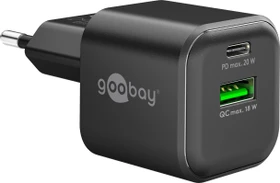 Wentronic Goobay USB-C PD GaN Dual-Schnellladegerät Nano 20W schwarz