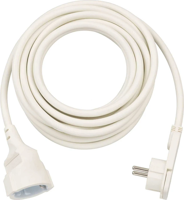 Brennenstuhl Verlängerungskabel mit Winkel-Flachstecker IP20 weiß H05VV-F 3G1,5, 5m