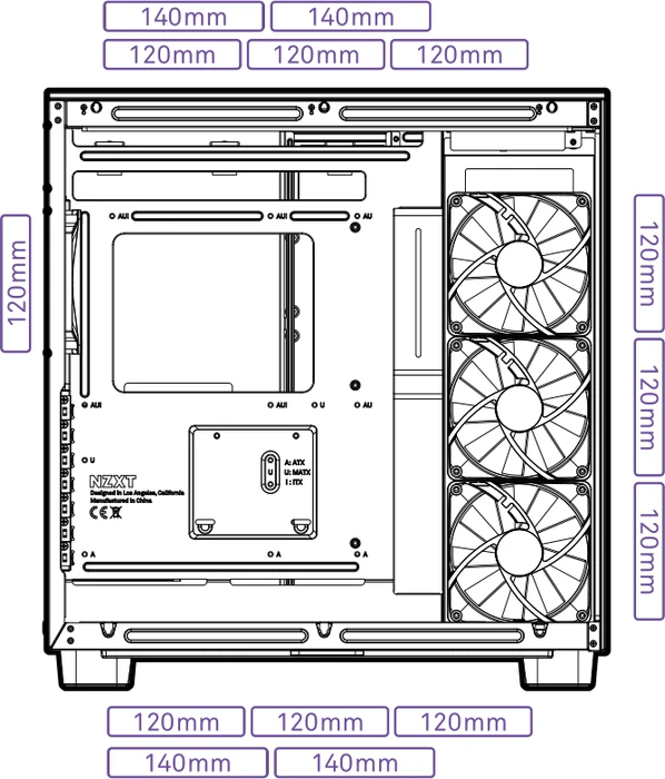 NZXT H9 Flow Black, schwarz, Glasfenster