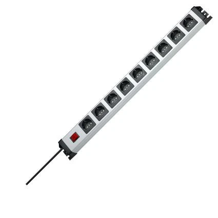 Kopp POWERversal mit Schalter, 9-fach, 1.4m, schwarz/silber