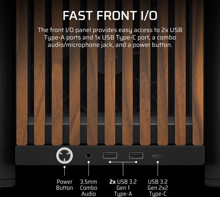 Corsair Frame 4000D RS Wood, schwarz/braun, Glasfenster