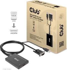 Club 3D aktiver Adapter, VGA/USB-A Stecker auf HDMI Buchse