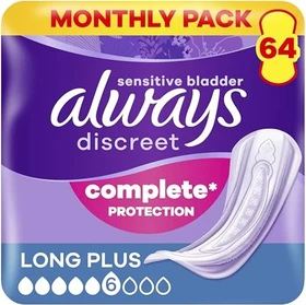 Always Discreet Long Plus Hygieneeinlage,    64 Stück