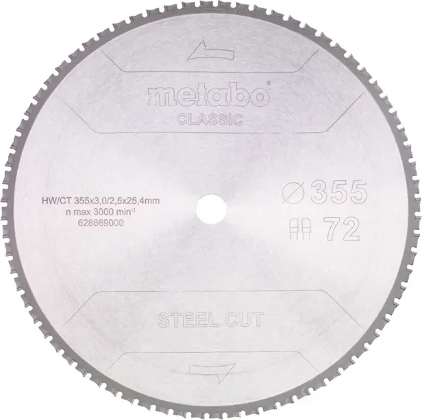 Metabo Steel Cut classic HW/CT Kreissägeblatt 72Z, 355x2.5x25.4mm, 1 Stück