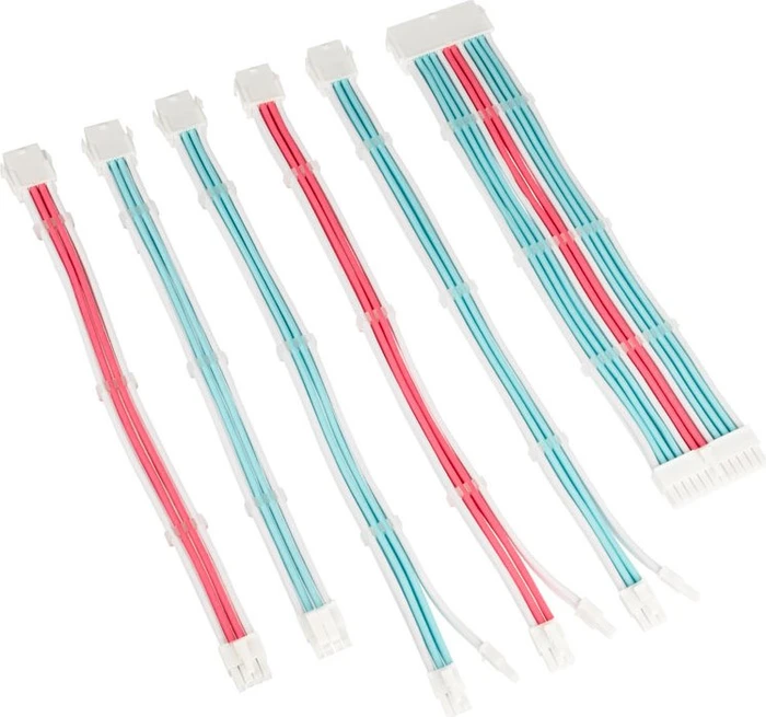 Kolink Core Adept Braided Cable Extension Kit, Brilliant White/Neon Blue/Pure Pink