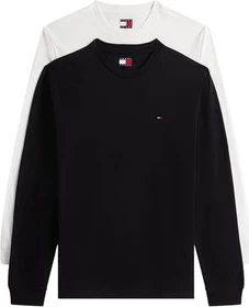 Tommy Hilfiger Slim Fit Tommy Flag 2-er Pack Shirt langarm black/ecru (Herren)