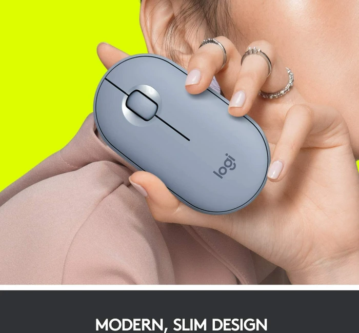 Logitech M350 Pebble Wireless Mouse Blue Grey, USB/Bluetooth