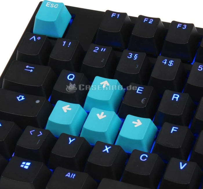 Ducky One 2 TKL PBT, LEDs blau, schwarz, MX BLUE, USB, DE
