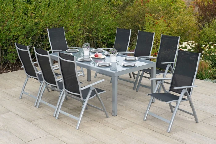 Merxx Carrara Gartenmöbel-Set schwarz, 9-tlg. (50695-219)