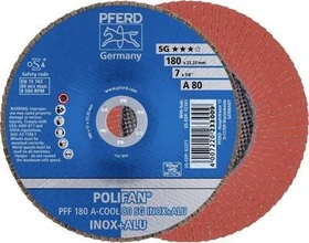 Pferd PFF 180 A-COOL 80 SG INOX+ALU POLIFAN Fächerschleifscheibe K80, 180x22.23mm, 10 Stück