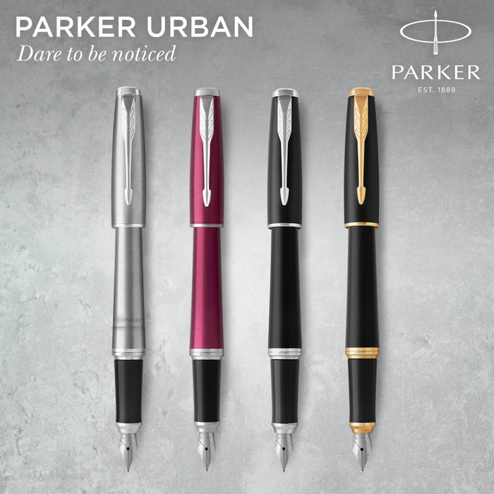 Parker Urban muted black/chrome trim, rechte Hand, mittel, Geschenkbox