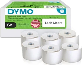 Dymo Namensetiketten LabelWriter, 41x89mm, weiß, 6er-Pack (1800 Etiketten)