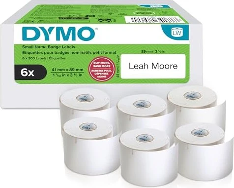 Dymo Namensetiketten LabelWriter, 41x89mm, weiß, 6er-Pack (1800 Etiketten)