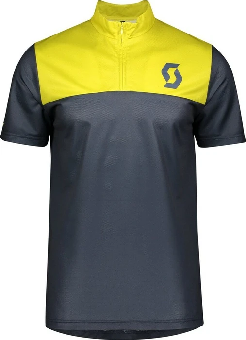 Scott Trail Flow Zip Trikot kurzarm nightfall blue/lemongrass yellow (Herren)