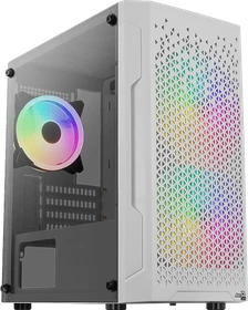AeroCool Trinity Mini White, weiß, Lüfter LED RGB, Glasfenster