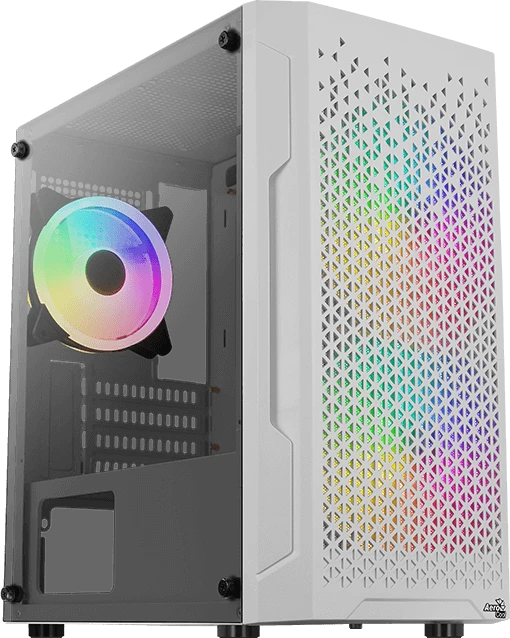 AeroCool Trinity Mini White, weiß, Lüfter LED RGB, Glasfenster
