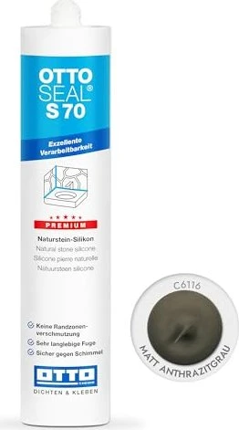 Otto-Chemie Ottoseal S 70 C6116 Naturstein Silikonkleber matt anthrazitgrau, 310ml