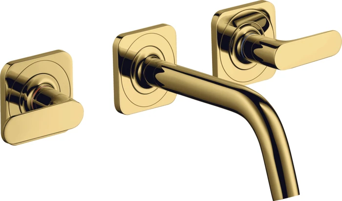 Hansgrohe Axor Citterio M 3-Loch Waschbeckenarmatur mit Hebelgriffen 166mm polished goldoptik