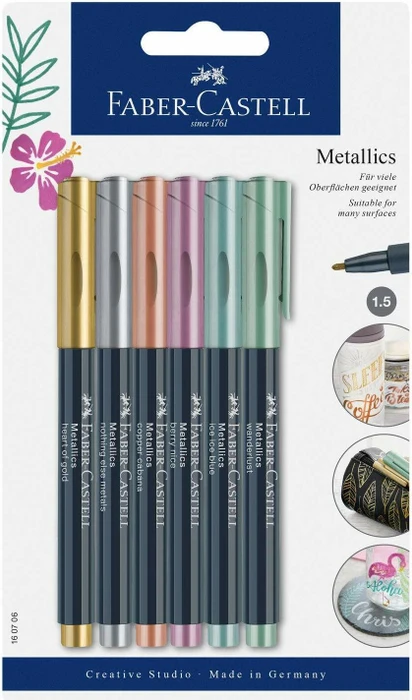 Faber-Castell Metallics Marker, 6 Metallic-Farben