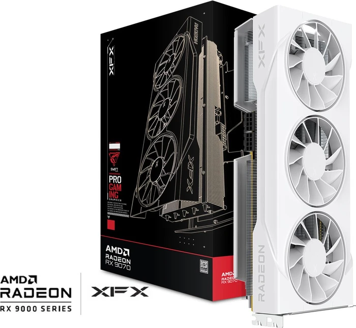XFX Swift Radeon RX 9070 GRE White Triple Fan Gaming Edition, 12GB GDDR6, HDMI, 3x DP