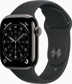 Apple Watch Series 11 (GPS + Cellular) 42mm Titan schiefer mit Sportarmband S/M schwarz