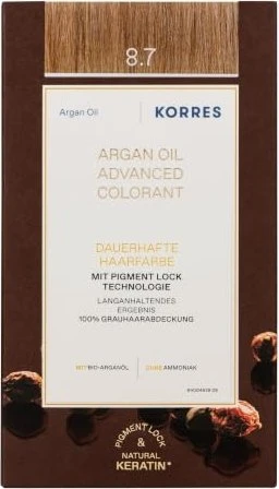 Korres Argan Oil Permanent Hair Colorant Haarfarbe 8.7 toffee