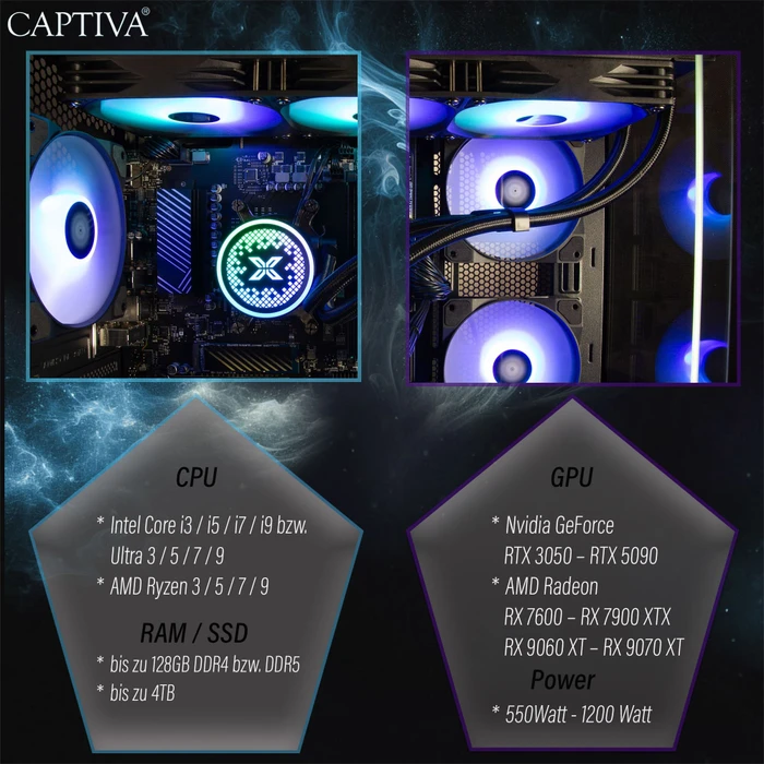 Captiva Highend Gaming R90-031, Ryzen 7 5700X, 32GB RAM, 1TB SSD, GeForce RTX 5070, Windows 11 Home