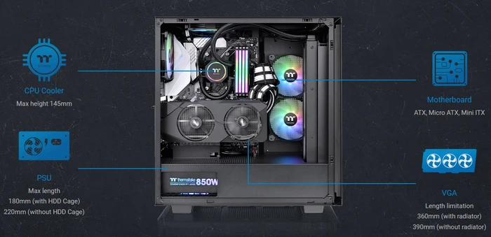 Thermaltake Divider 300 TG Air, schwarz, Glasfenster