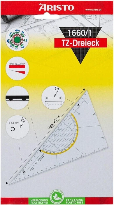 Aristo TZ-Dreieck 26cm, ungleichschenklig 6°, transparent