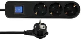 REV Ritter ICE Steckdosenleiste mit Schalter, 3-fach, 1.4m, schwarz