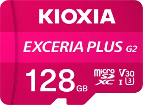KIOXIA EXCERIA PLUS G2 R100/W65 128GB Kit, UHS-I U3, A1, Class 10