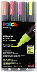 Uni-Ball POSCA PC-5M Acrylmarker Neonfarben sortiert, 4er-Set