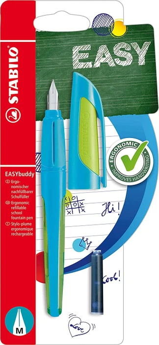 STABILO EASYbuddy FRESH Edition hellblau/limette, rechte Hand, mittel, Blister