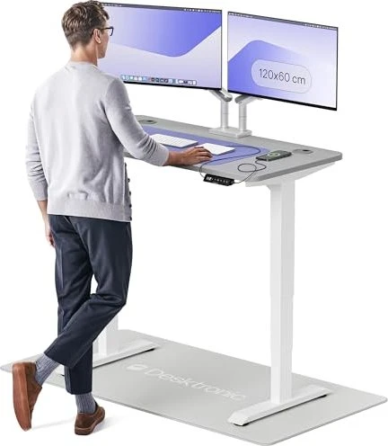 Desktronic HomePro Sitz-Steh-Schreibtisch 120x60cm grau/weiß