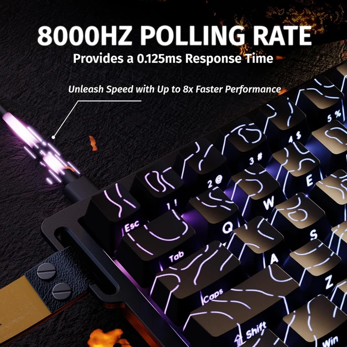 Attack Shark X68 HE Rapid Trigger Keyboard, schwarz mit Kontur, LEDs RGB, Outemu White Jade Magnetic, USB, US