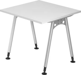 Hammerbacher Ergonomic Plus A-Serie AS08/W Schreibtisch 80x80cm weiß/silber