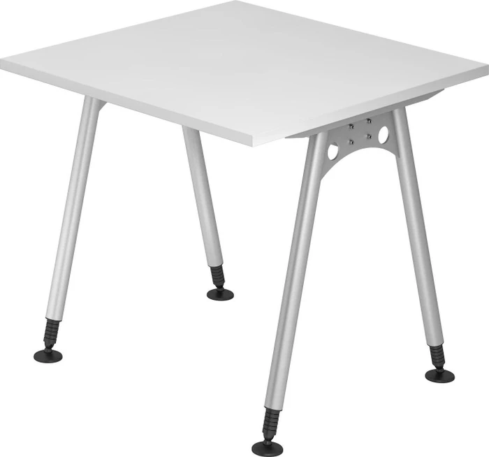 Hammerbacher Ergonomic Plus A-Serie AS08/W Schreibtisch 80x80cm weiß/silber