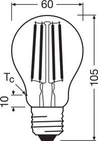 Osram LED Classic Filament A E27 3.8W/827,   3 Stück