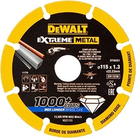 DeWalt DT40251 Extreme Metal Diamanttrennscheibe, 115x1.3x22.23mm, 1 Stück