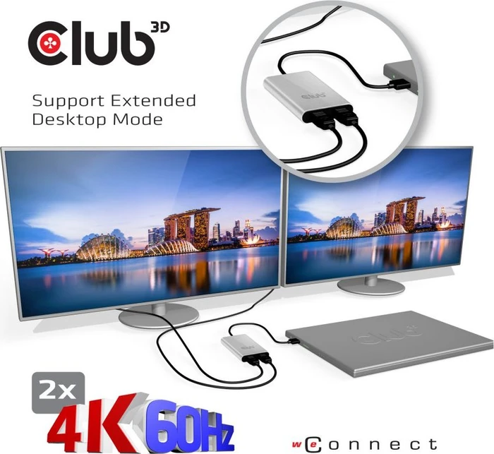 Club 3D Thunderbolt 3 auf 2x DisplayPort 1.2 4K60Hz M/F Adapter