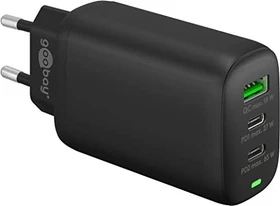Wentronic Goobay USB-C PD 3-fach Multiport-Schnellladegerät 65W schwarz