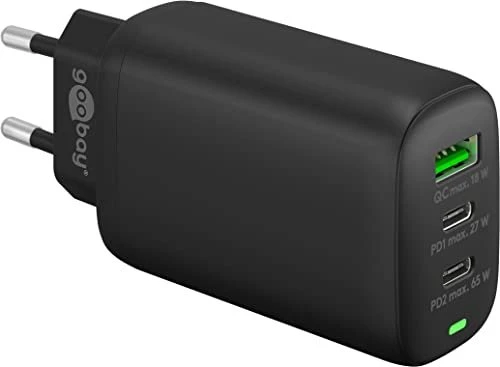 Wentronic Goobay USB-C PD 3-fach Multiport-Schnellladegerät 65W schwarz